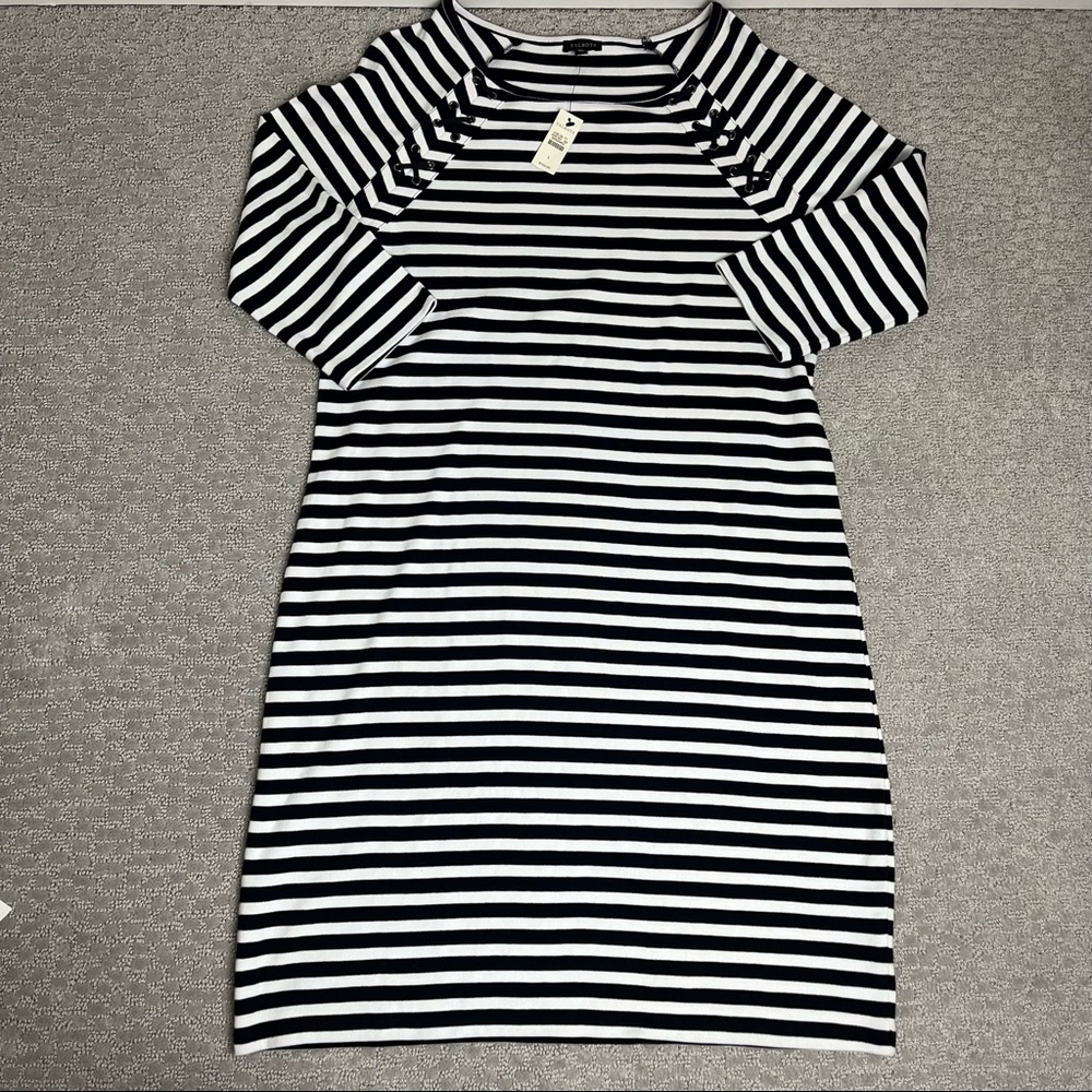 NWT Talbots 3/4 cotton dress black and white size large